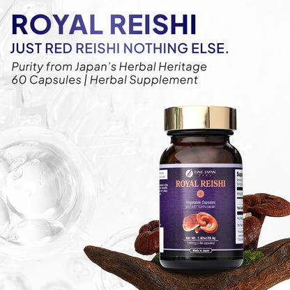 FINE JAPAN Organic Reishi Mushroom Capsules-Organic Mushroom Extract Supplement to Boost Your Immune System Health Dynamic Mushroom - 60 Capsules