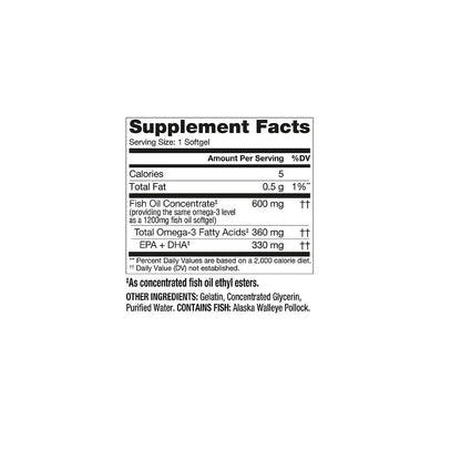 Finest Nutrition Half-the-Size Fish Oil 1200 mg Softgels – 200 ea | MSC Certified & USA Made