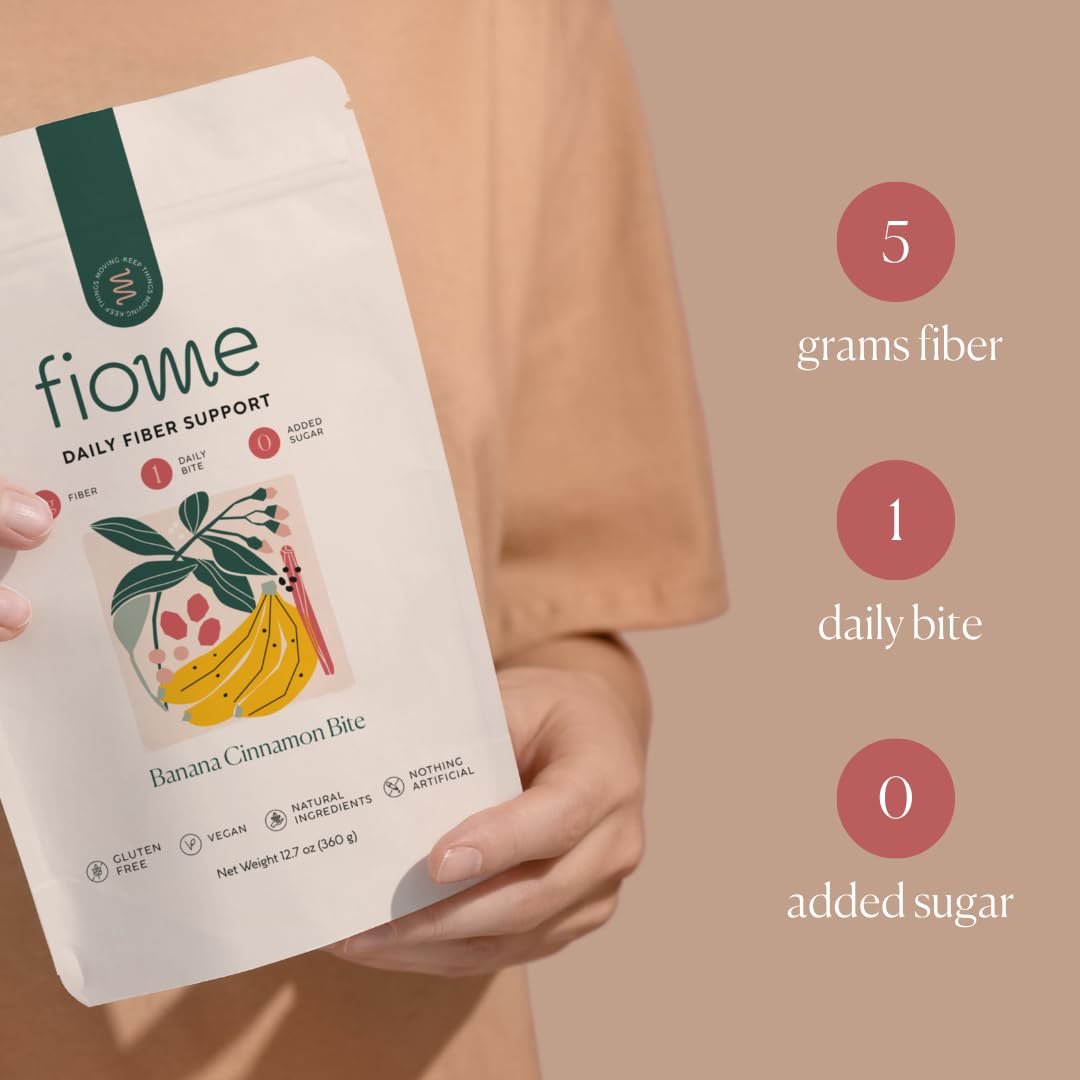Fiome Fiber Supplement - 5g Daily Fiber Bite for Regularity, Digestion & Gut Health | Banana Cinnamon, 30 Servings