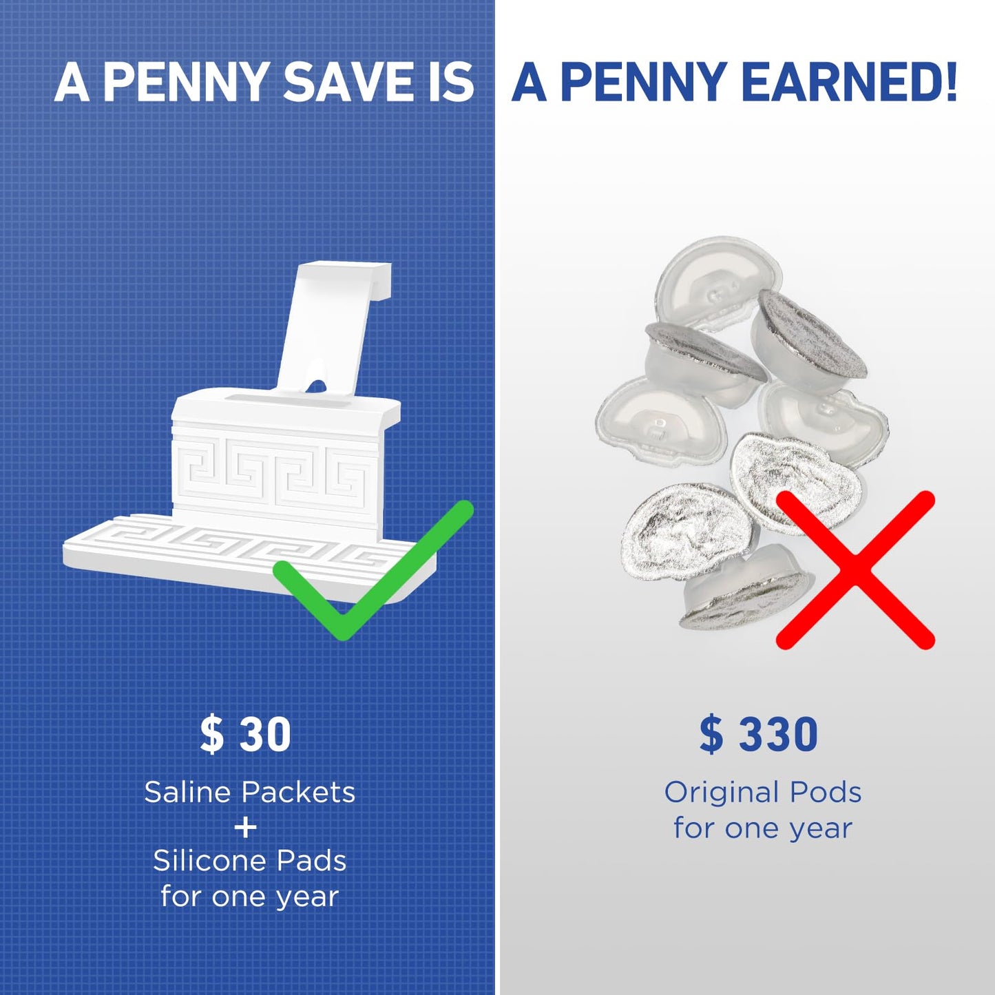 FireAnt 100 Saline Packets + 12 Reusable Silicone Pod Refills for Navage Nasal Care