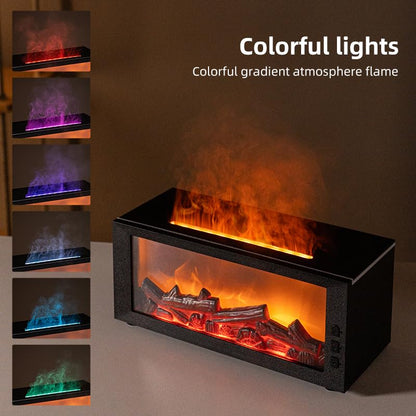 Fireplace Flame Diffuser & Humidifier – 4-in-1 Ultrasonic Aroma Mist with Remote and 7-Color LED Flame