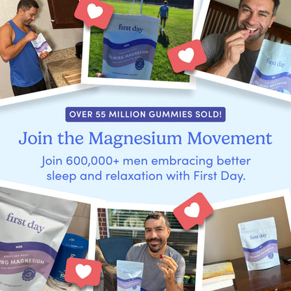 First Day Men's Nighttime Reset Magnesium Gummies – Sleep Support, Mood & Energy (No Melatonin) – 30-Day Supply