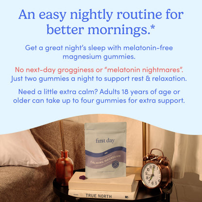First Day Men's Nighttime Reset Magnesium Gummies – Sleep Support, Mood & Energy (No Melatonin) – 30-Day Supply