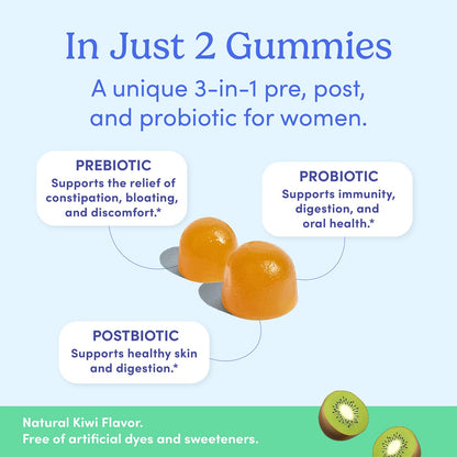 FIRST DAY Women’s Good Gut Tribiotic Gummies – 3-in-1 Probiotic, Prebiotic & Postbiotic (30-Day Supply)