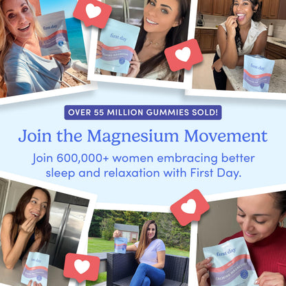 First Day Women's Nighttime Reset Calming Magnesium Gummies – Sleep Support, Calm Mood & Energy, No Melatonin – 60-Day Supply