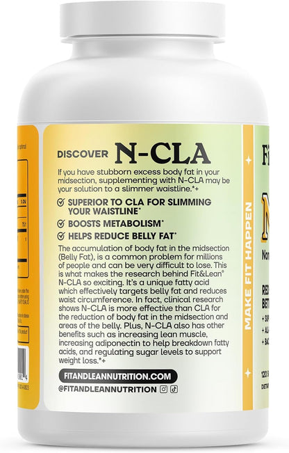 Fit & Lean N-CLA – Non-Conjugated Linoleic Acid, Belly Fat Reduction, 120 Servings