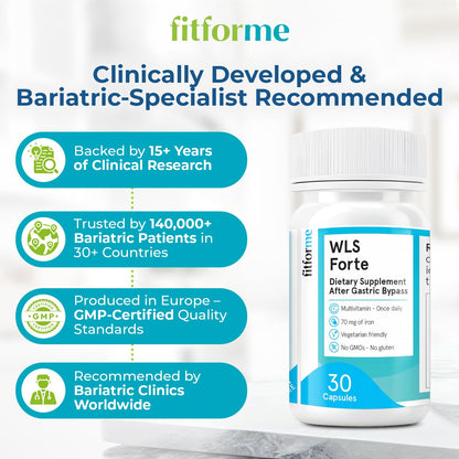 FitForMe Bariatric Multivitamins with Iron – WLS Forte One‑A‑Day for Gastric Bypass | 90‑Day Supply