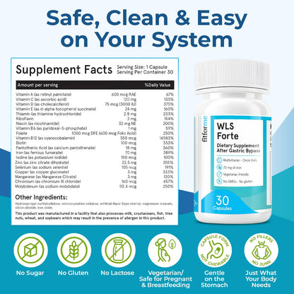 FitForMe Bariatric Multivitamins with Iron – WLS Forte One‑A‑Day for Gastric Bypass | 90‑Day Supply