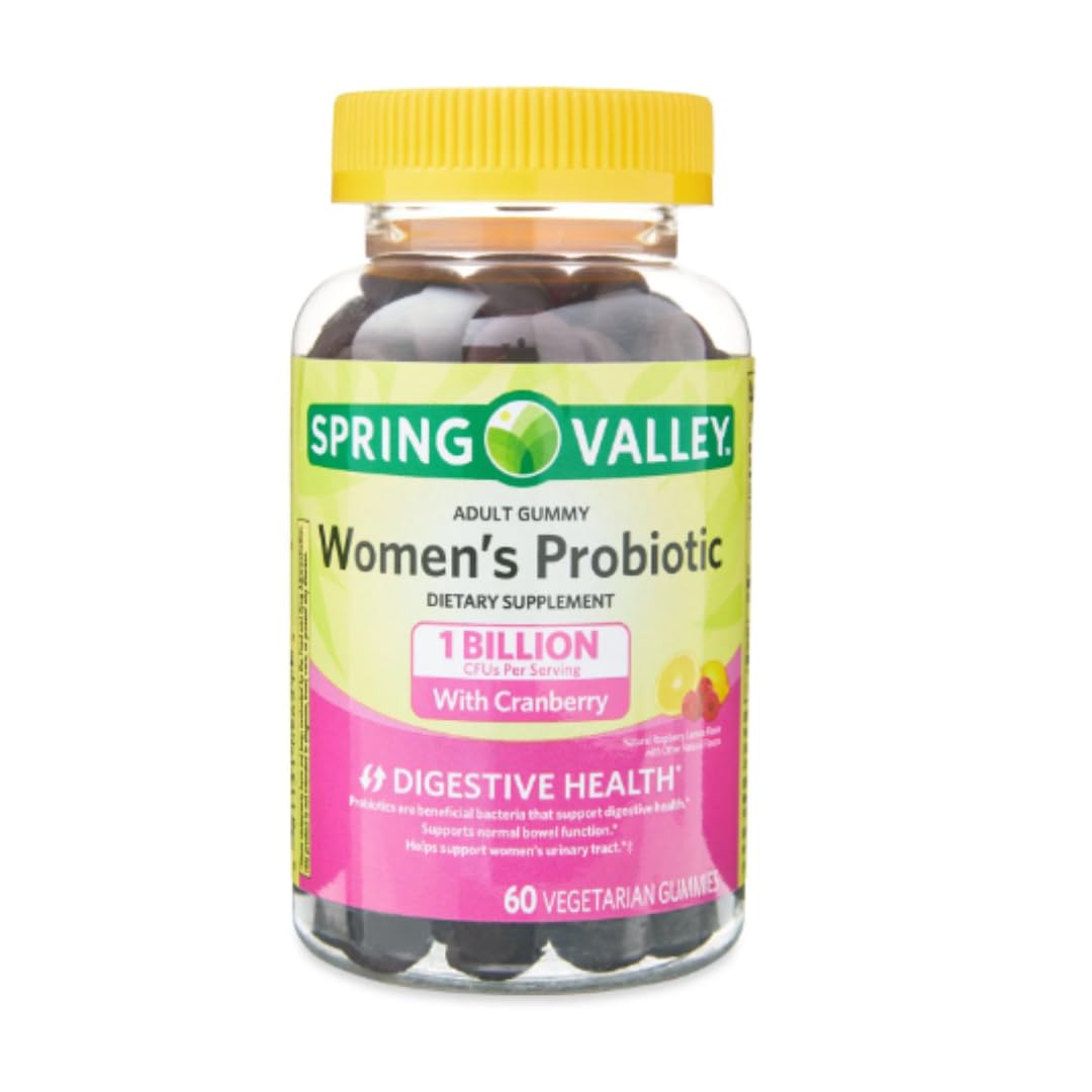 FitMania Spring Valley Women's Cranberry Probiotic Gummies – Raspberry Lemon, 60 Count + Ice Roller Gift