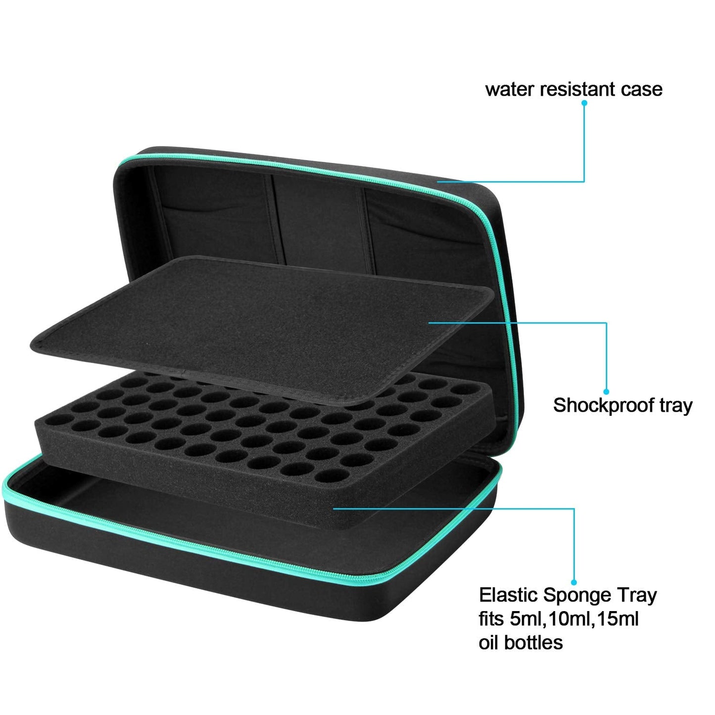 FITNATE Essential Oils Storage Case - 70 Bottles, Blue Travel Case with Labels