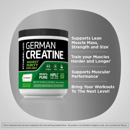 Fitness Labs German Creatine Monohydrate Powder | 500 Grams | Creapure Fitness Supplement | 100 Servings