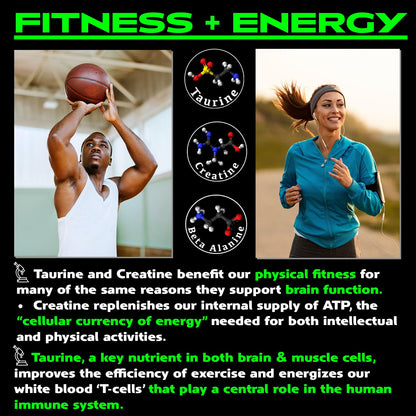 Vegan Brain & Body Boost: The Cherry On Top of a Plant-Based Lifestyle | Working Intelligence | Anti-Aging | Physical Fitness | Vegan Amino Acids - Creatine, Taurine & Beta Alanine | 40 Servings/300g