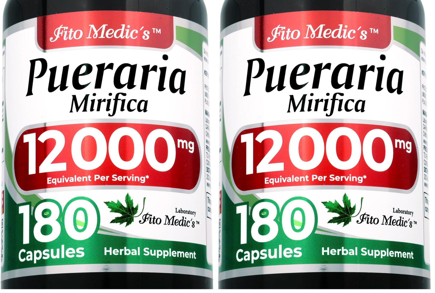 FITO MEDIC'S Lab Pueraria Mirifica Capsules - 180 Count | 12000 mg per Serving | Ultra High Absorption | Pack of 2 | Supplement for Women