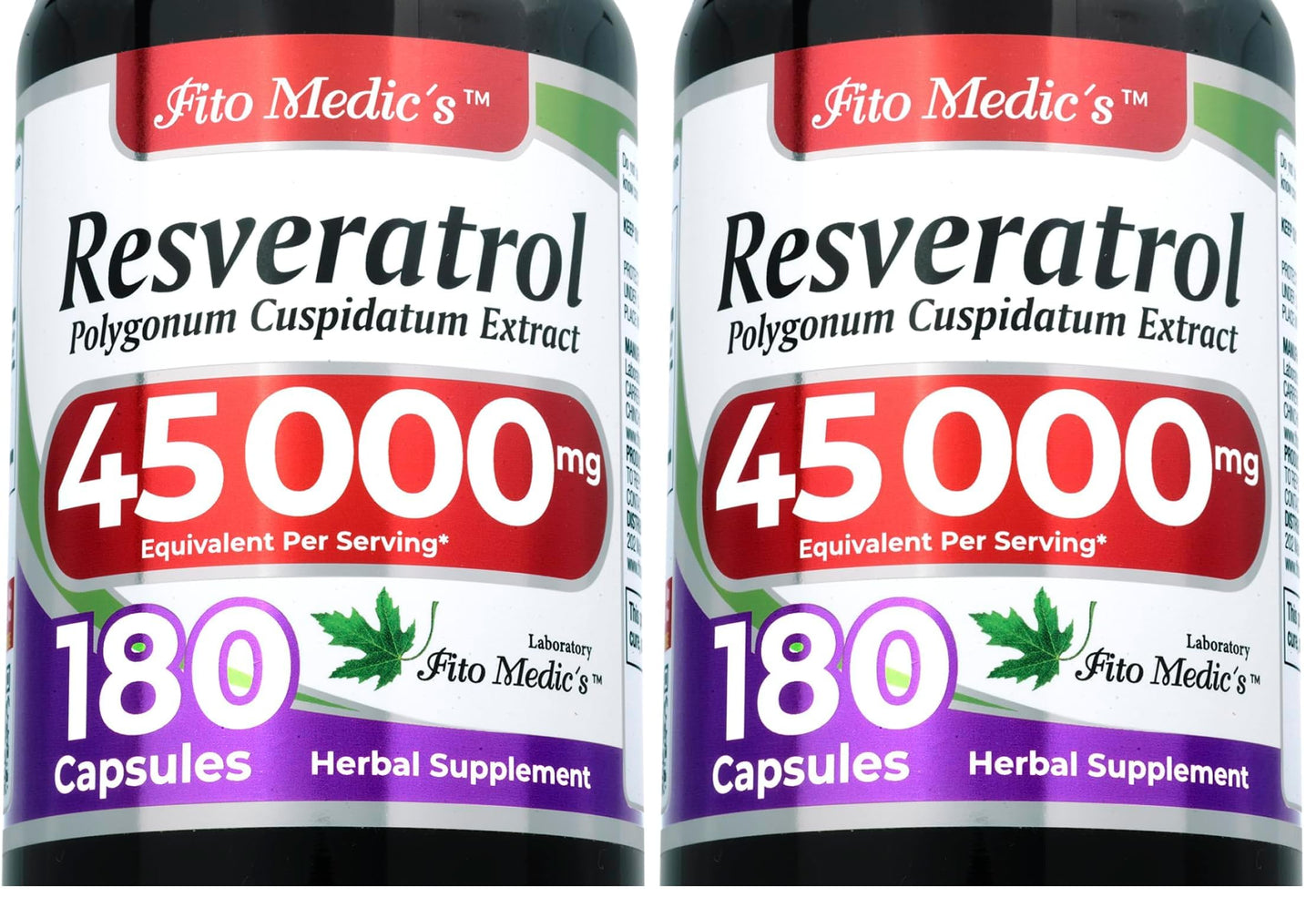 FITO MEDIC'S Lab Resveratrol 450 mg – 180 Count (Pack of 2) | 100:1 Extract