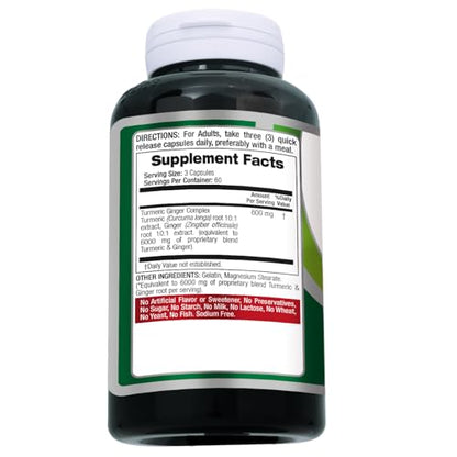 FITO MEDIC'S Lab | Turmeric and Ginger Supplement | 6000 mg | 180 Caps | Ultra High Absorption