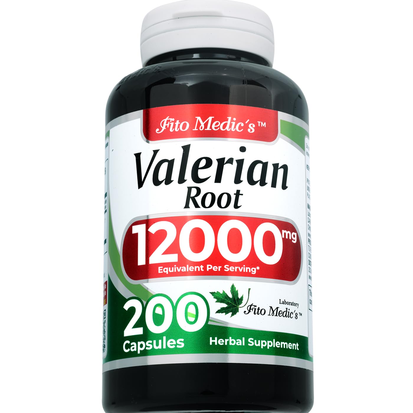 FITO MEDIC'S Lab Valerian Root Capsules – 200 Caps, 12000 mg (Pack of 2)