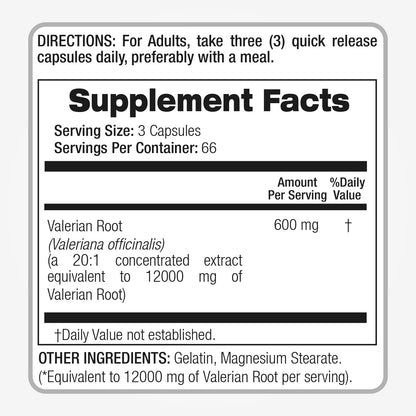 FITO MEDIC'S Lab Valerian Root Capsules – 200 Caps, 12000 mg (Pack of 2)