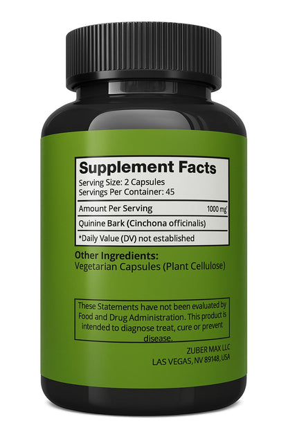 FitoHerbs Quinine Herbal Supplement - Cinchona Bark 1000mg Veg Capsules (90) | Leg Cramps, Immune & Digestive Support