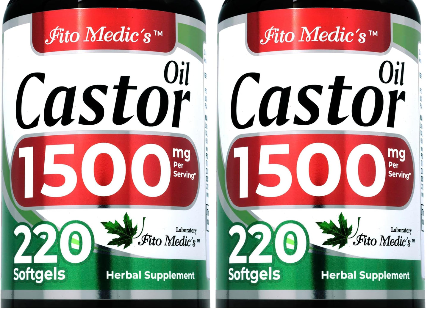 FITO MEDIC'S Lab Castor Oil Pills | 220 Softgels 1500 mg | Castor Oil Softgels Ultra High Absorption (Pack of 2)