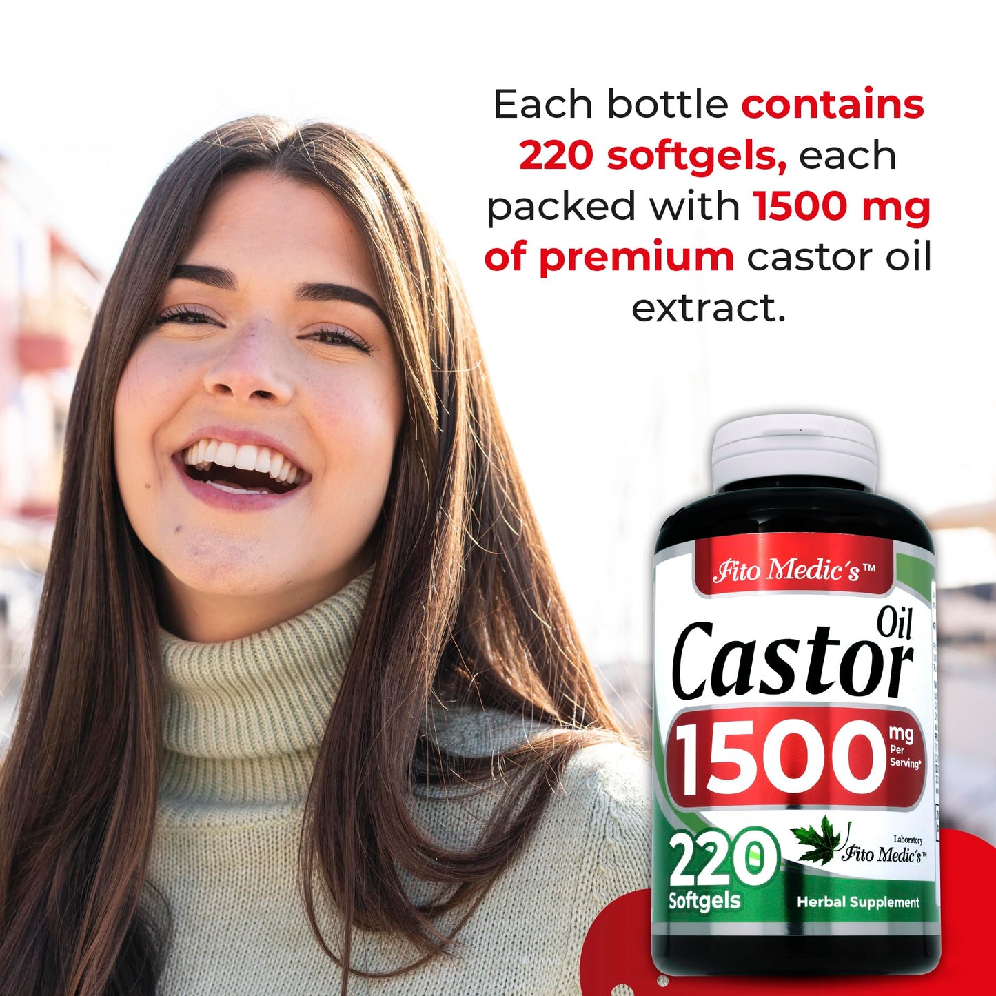 FITO MEDIC'S Lab Castor Oil Pills | 220 Softgels 1500 mg | Castor Oil Softgels Ultra High Absorption (Pack of 2)