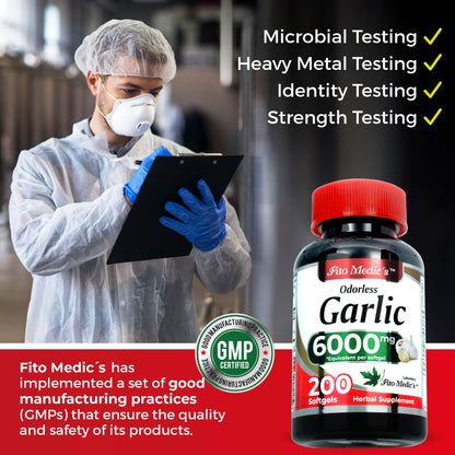 FITO MEDIC'S Lab | Garlic Supplements | Garlic Pills | Odorless Garlic | 200 Softgels