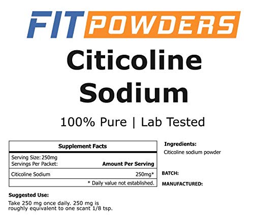 FitPowders Citicoline Powder (CDP Choline) – 50 Grams, Non-GMO, Vegan, with Scoop
