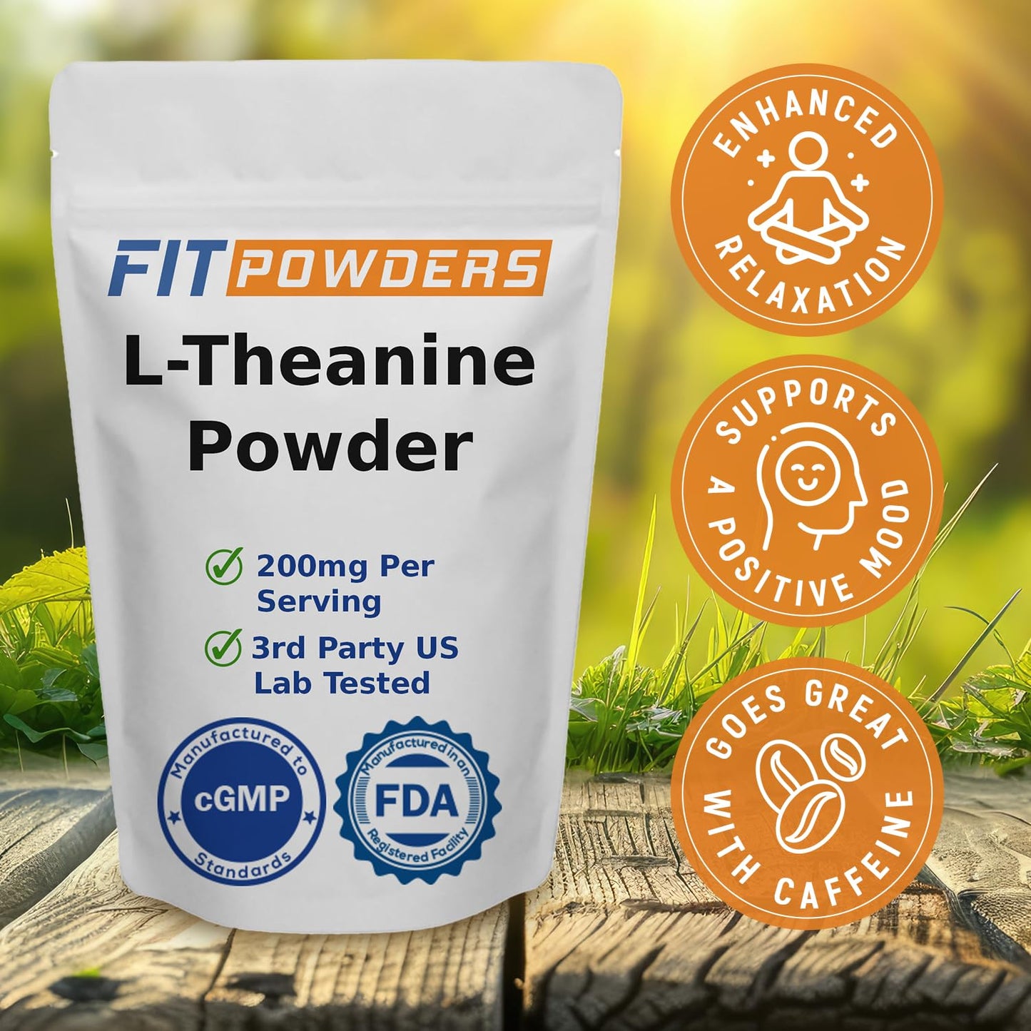 FitPowders L-Theanine Powder – 250g, 100% Pure L-Theanine, Non-GMO, Vegan, Gluten Free | Scoop Included