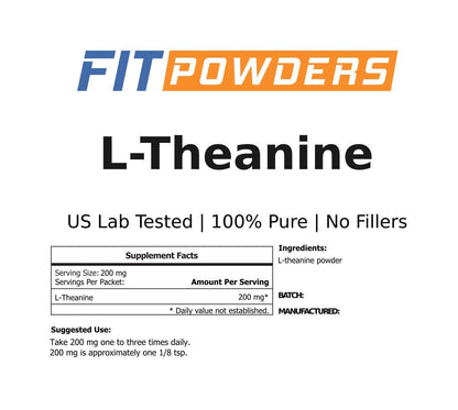 FitPowders L-Theanine Powder – 250g, 100% Pure L-Theanine, Non-GMO, Vegan, Gluten Free | Scoop Included