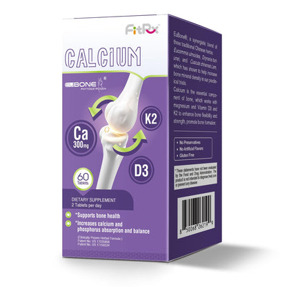 FitRx EuBone Calcium + Magnesium with Vitamin D3 & K2 – 30 Servings (Plant-Based Minis)