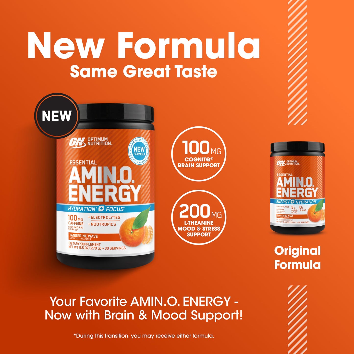 Optimum Nutrition Amino Energy + Electrolytes Powder – Tangerine Wave, 30 Servings