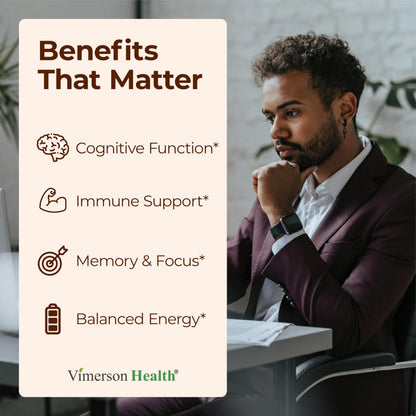 Lions Mane Capsule Supplement - Focus, Mood & Immune Support (60 Vegan Capsules) - Non-GMO