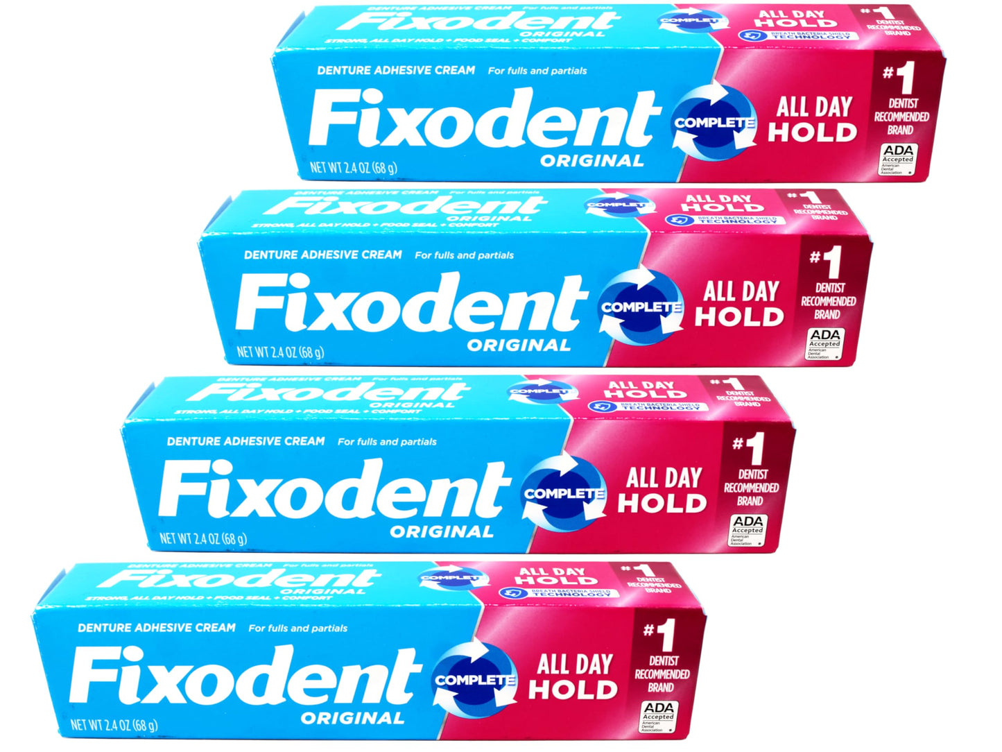 Fixodent Original Denture Adhesive Cream 2.4 oz - 4 Pack | Mint
