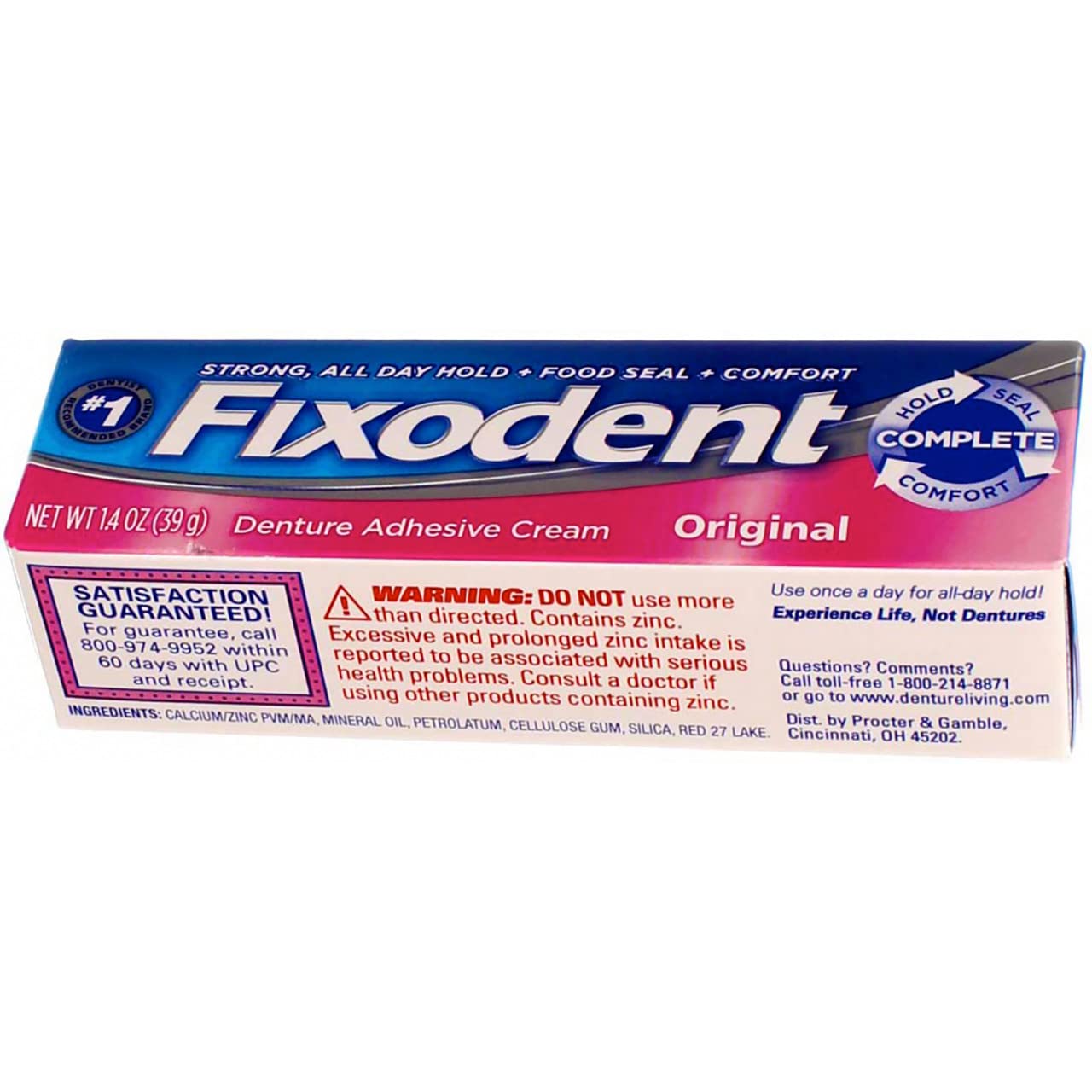 Fixodent Original Denture Adhesive Cream 1.4 oz (41 ml) 6 Pack