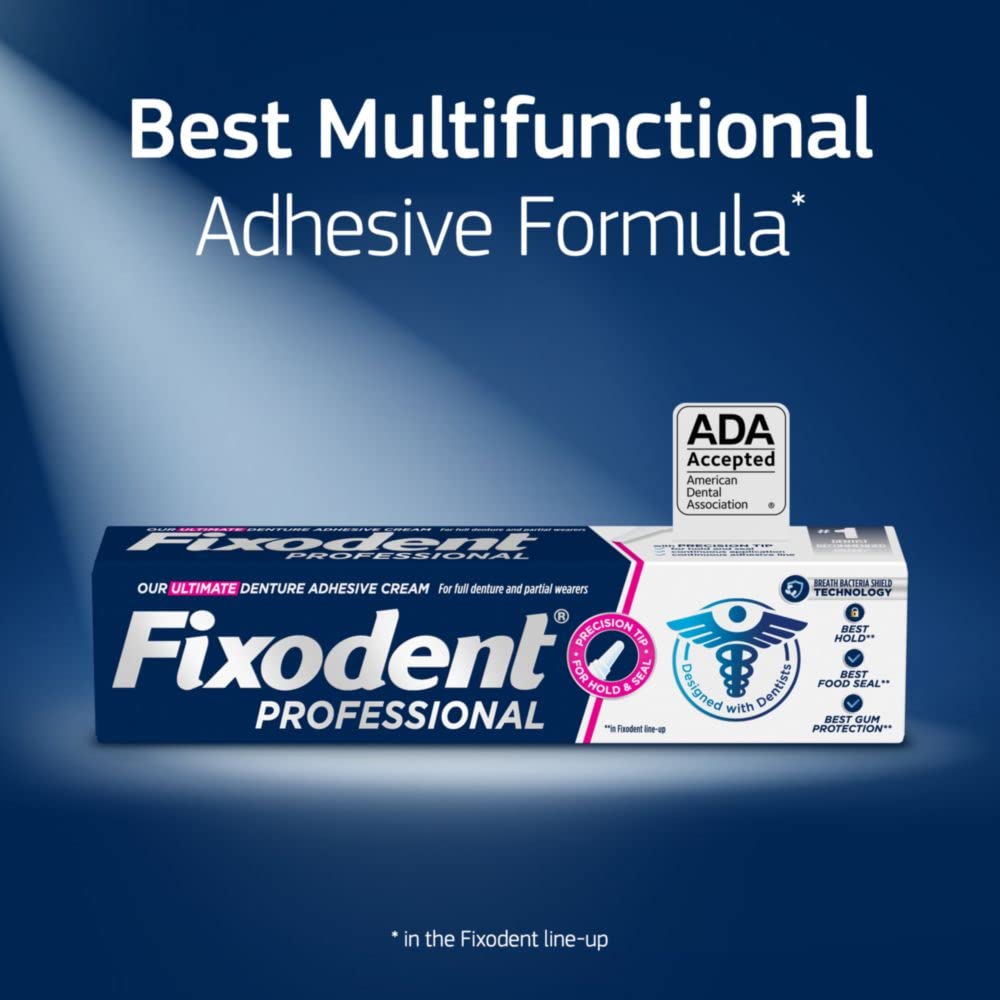 Fixodent Professional Ultimate Denture Adhesive Cream – 1.8 oz, 4 Pack (Full & Partial Dentures)