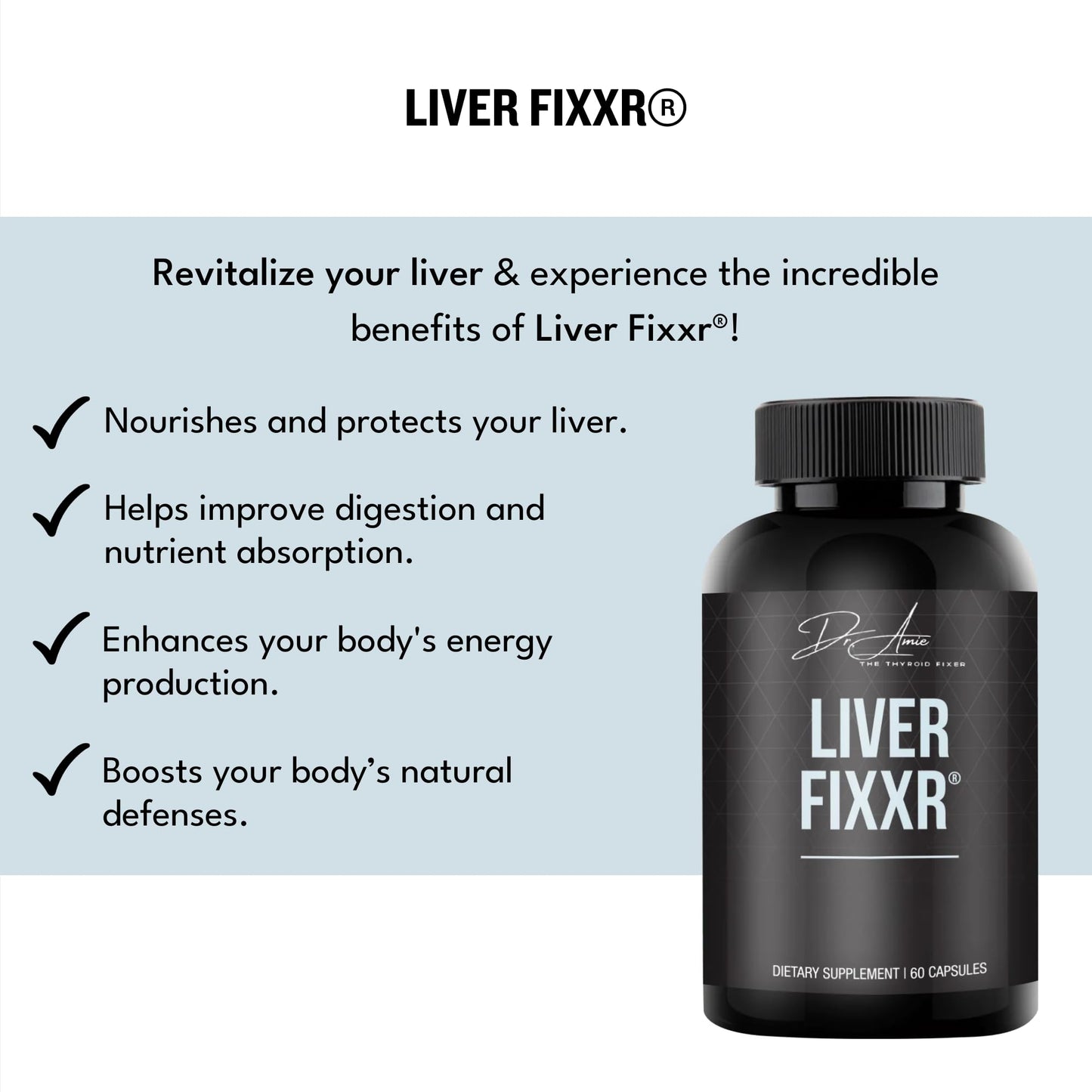 Fixxr Liver by Dr. Amie – Liver Support Supplement | 60 Capsules | 30 Day Supply