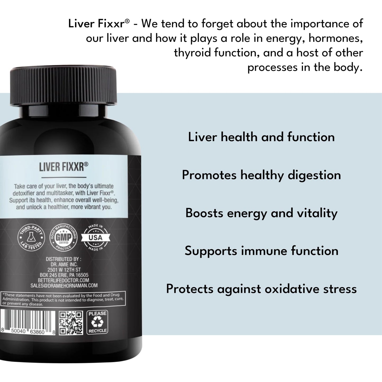 Fixxr Liver by Dr. Amie – Liver Support Supplement | 60 Capsules | 30 Day Supply