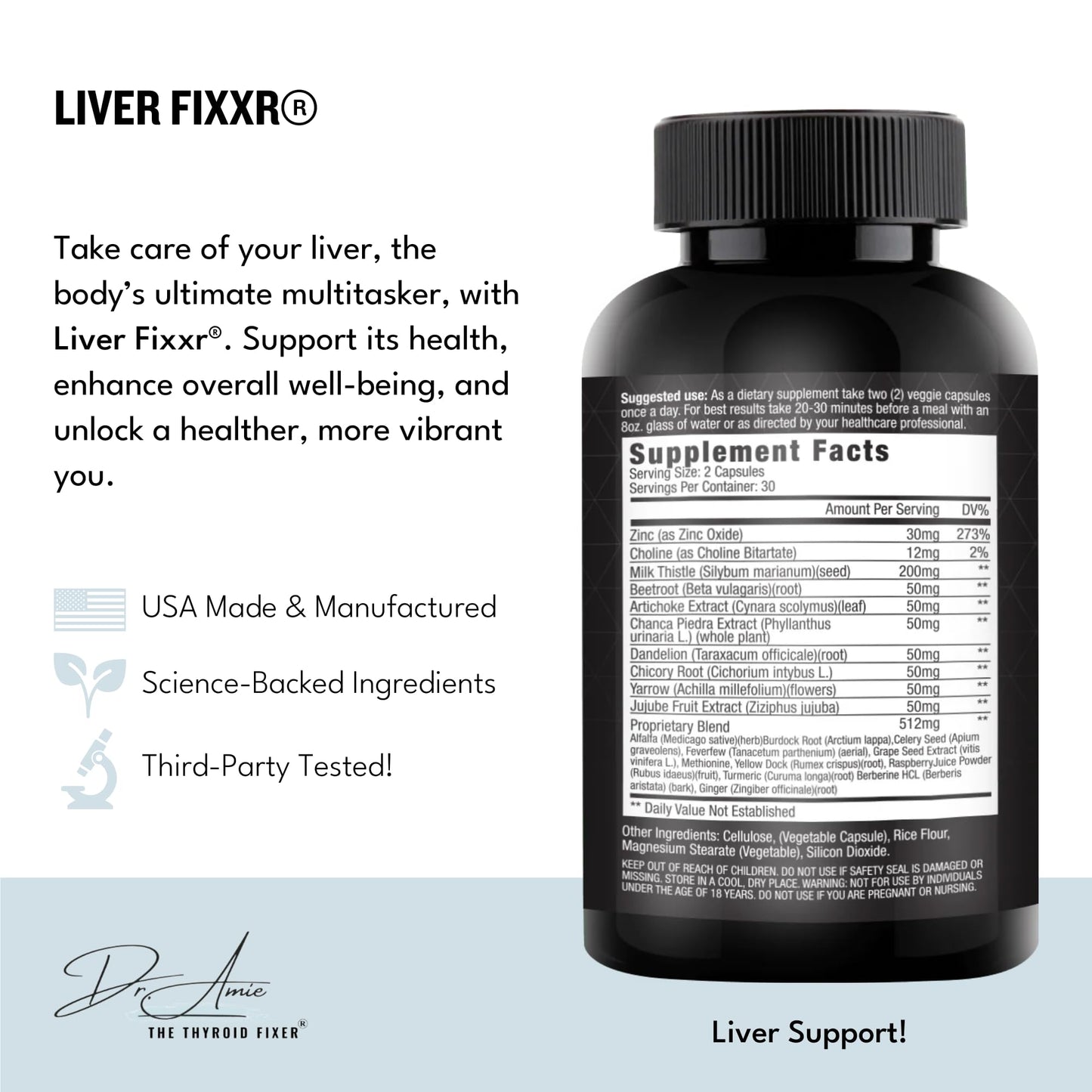 Fixxr Liver by Dr. Amie – Liver Support Supplement | 60 Capsules | 30 Day Supply
