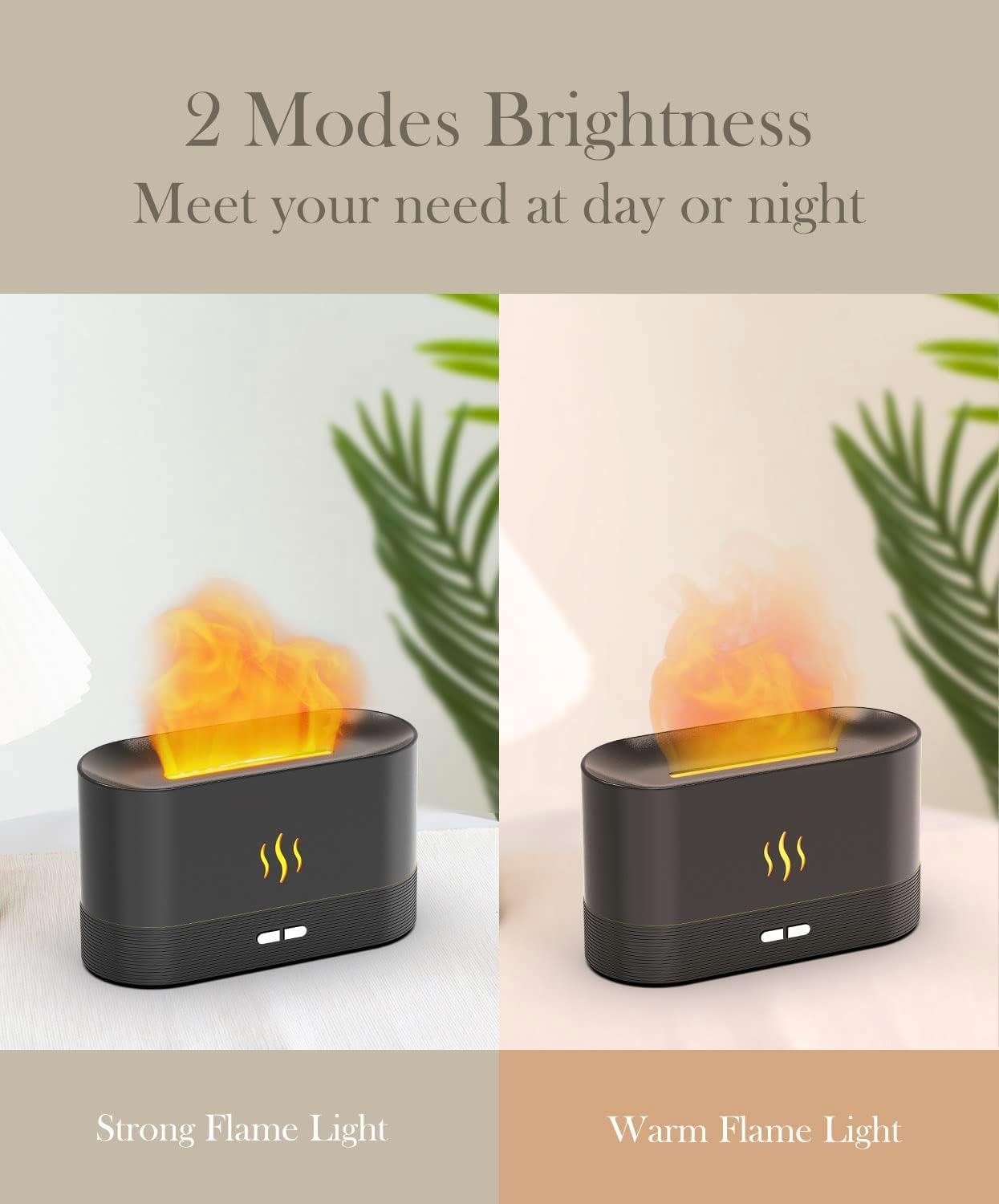 Flame Air Diffuser Humidifier - Ultrasonic Aromatherapy, Auto-Off (Black)