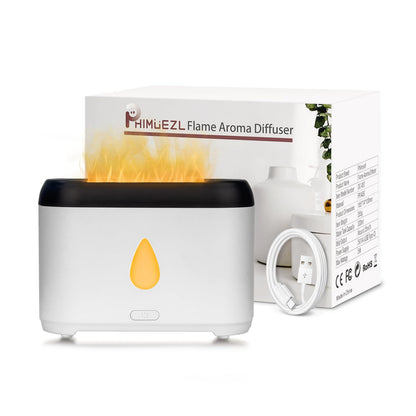 Flame Diffuser for Essential Oils | 200ml Ultrasonic Aromatherapy Diffuser with Auto-Off - Quiet Humidifier for Home, Office, Bedroom (White)