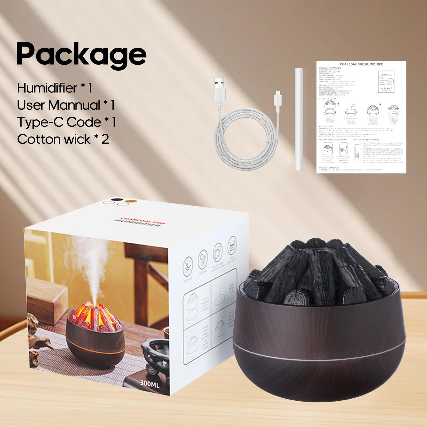 Flame Essential Diffuser 300ml – Ultra-Quiet Aromatherapy