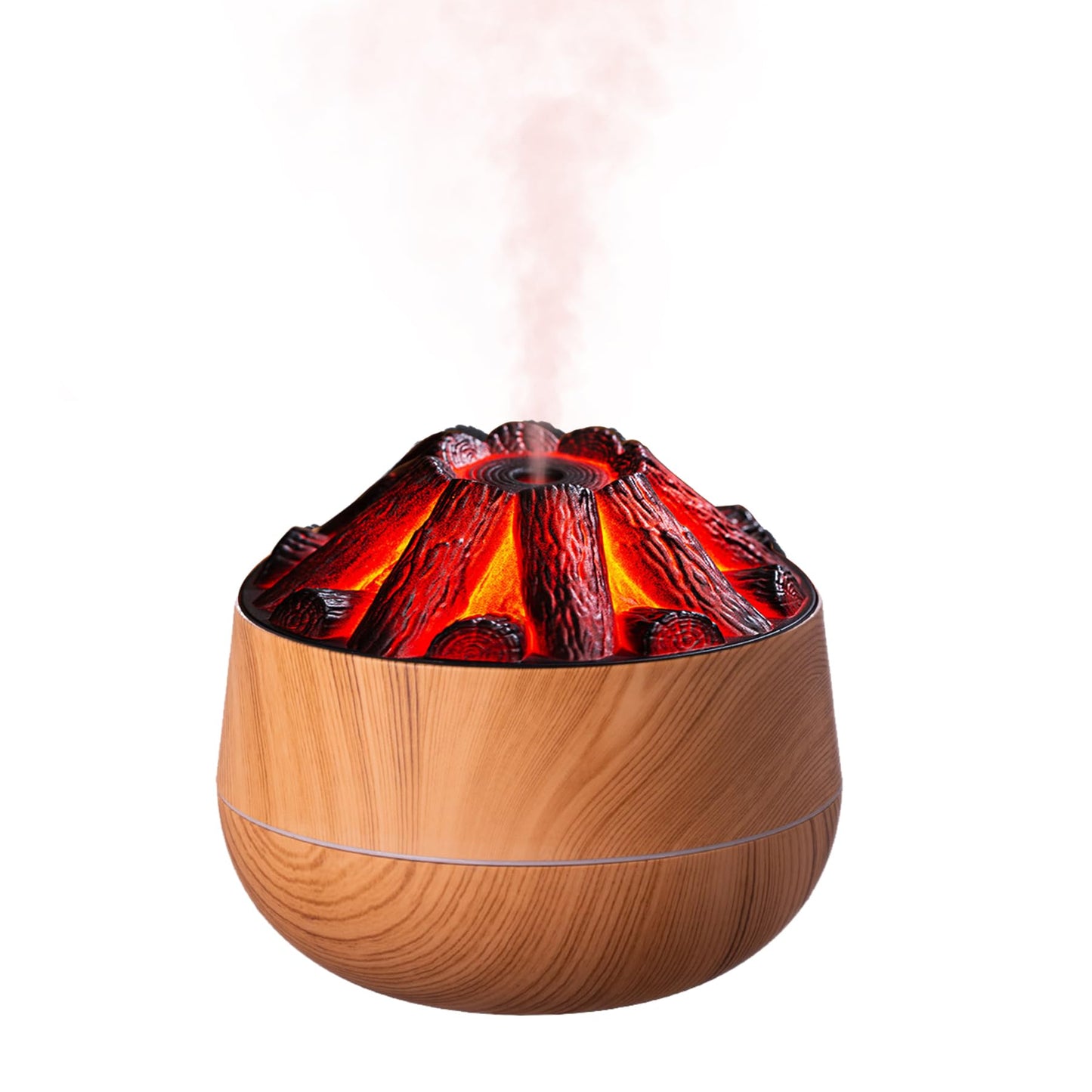 Flame Essential Diffuser Bonfire Humidifier 300ml – Ultra-Quiet Auto-Off, Wood Grain