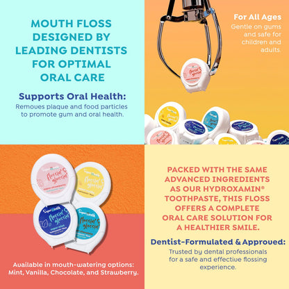 SuperMouth Fluoride-Free Expanding Floss – Nano-Hydroxyapatite + D3 & K2 | Plaque Removal & Enamel Support – 4 Flavors