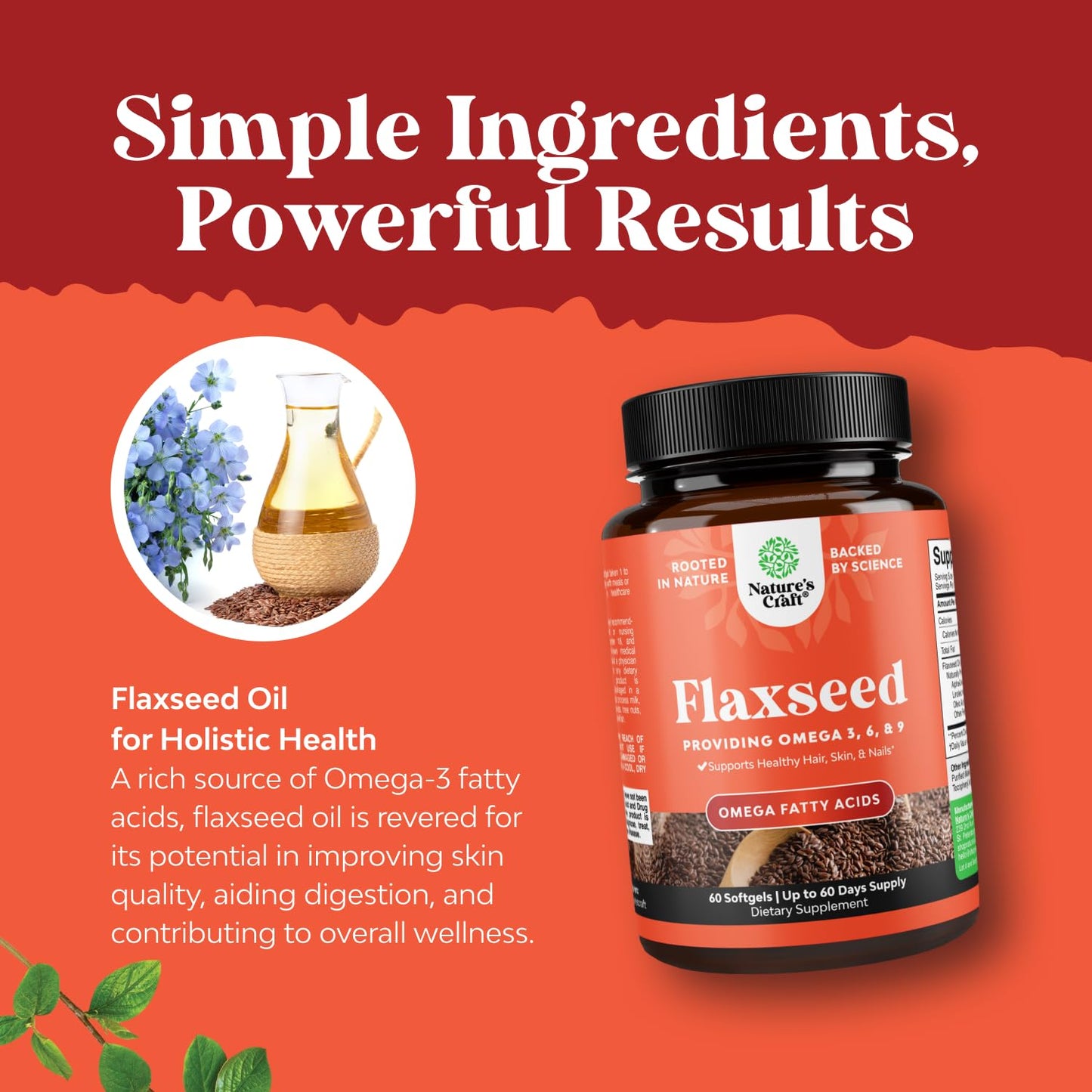 Flaxseed Oil 1000mg Softgels - High Potency Flax Seed Oil Softgels for Heart Health Digestion and Brain Support - Cold Pressed Organic Flaxseed Providing Plant Based Omega 3 6 9