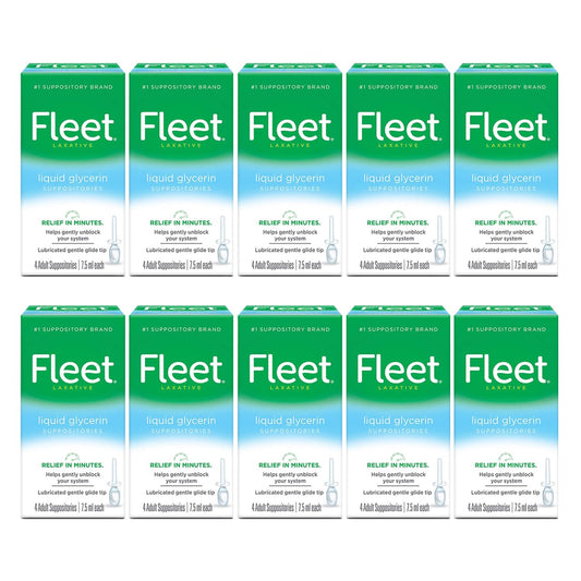 Fleet Liquid Glycerin Suppositories, 4 Count (Pack of 10)