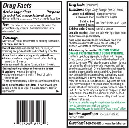 Fleet Liquid Glycerin Suppositories for Adult Constipation — Fast-Acting, No-Mess Applicator, 7.5 mL, 4 Bottles (12 Pack)