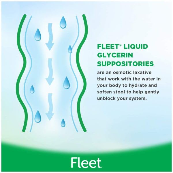 Fleet Liquid Glycerin Suppositories for Adult Constipation — Fast-Acting, No-Mess Applicator, 7.5 mL, 4 Bottles (12 Pack)