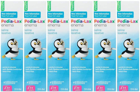 Fleet Pedia-Lax Laxative Saline Enema for Children | 2.25 fl oz x6 (Ages 2–11)