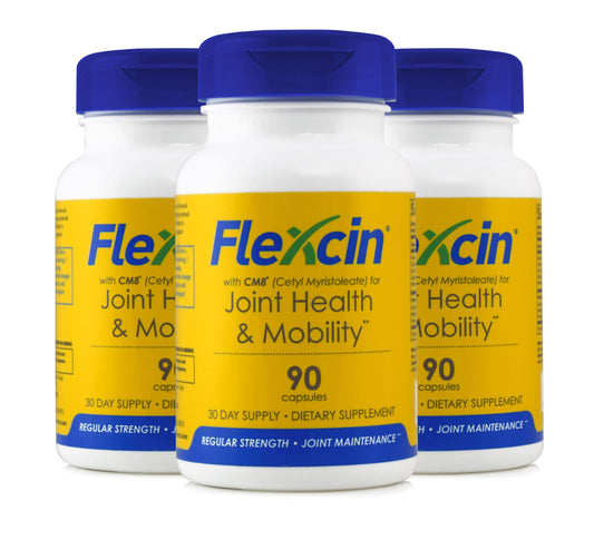 Flexcin Joint Health & Mobility Formula with CM8 | 3 Pack (270 Capsules) - Glucosamine, MSM, Collagen Type II