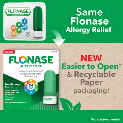 Flonase Allergy Relief Nasal Spray | 24-Hour Non-Drowsy Allergy Medicine, 144 Sprays