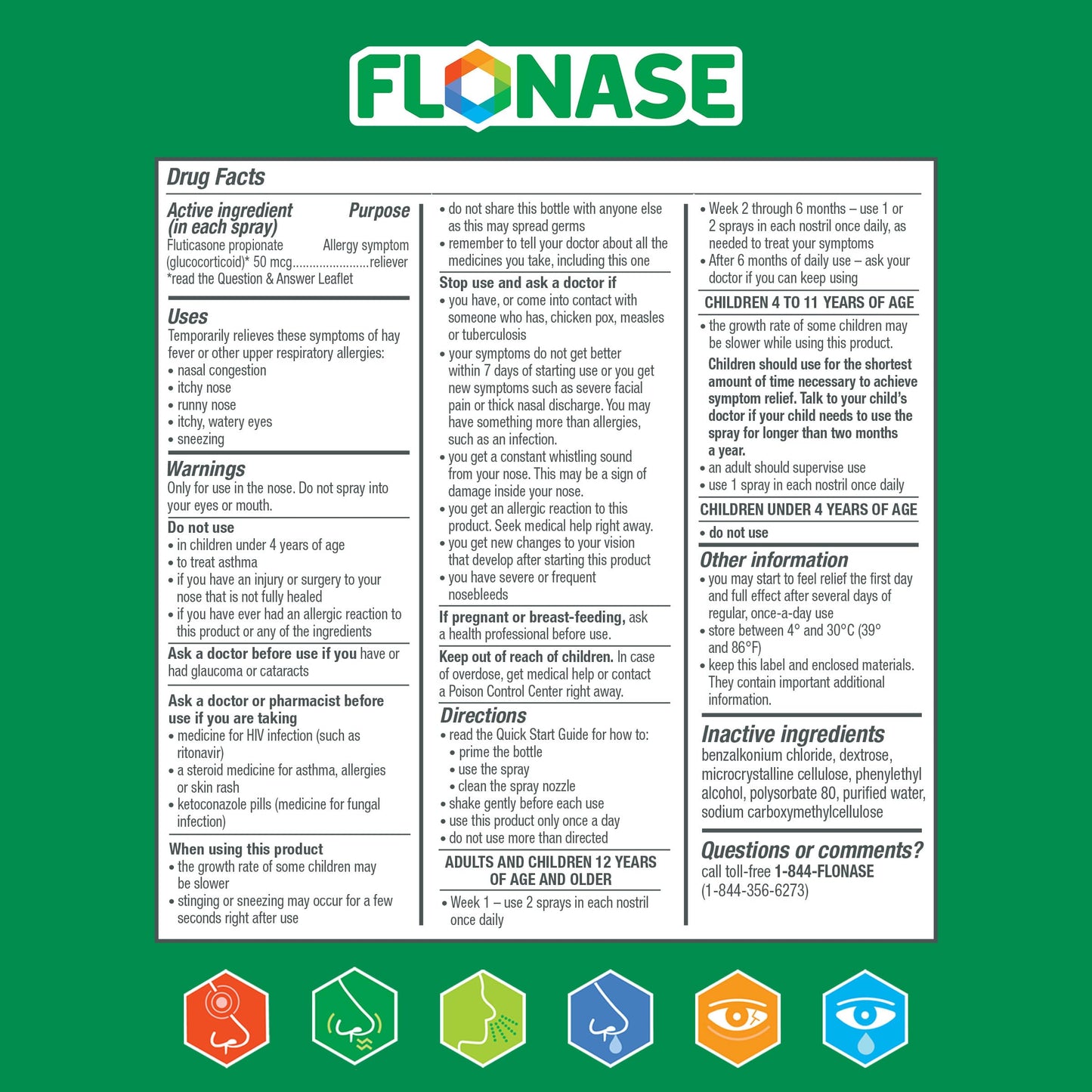 Flonase Allergy Relief Nasal Spray | 24-Hour Non-Drowsy Allergy Medicine, 144 Sprays